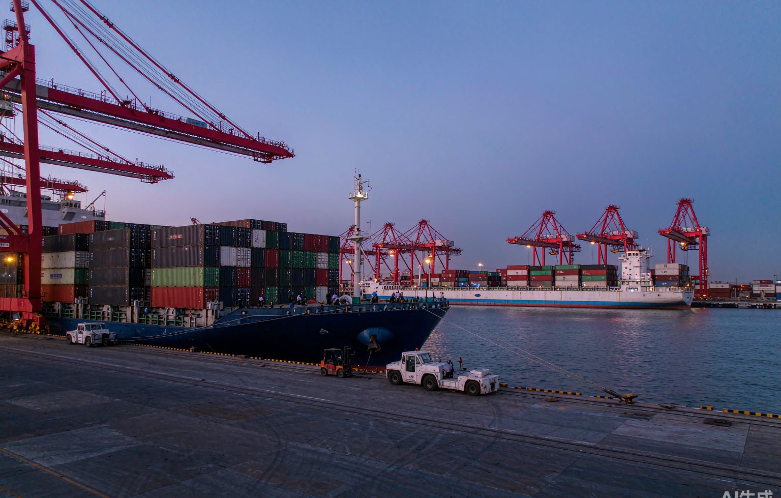 Global export container shipment at port