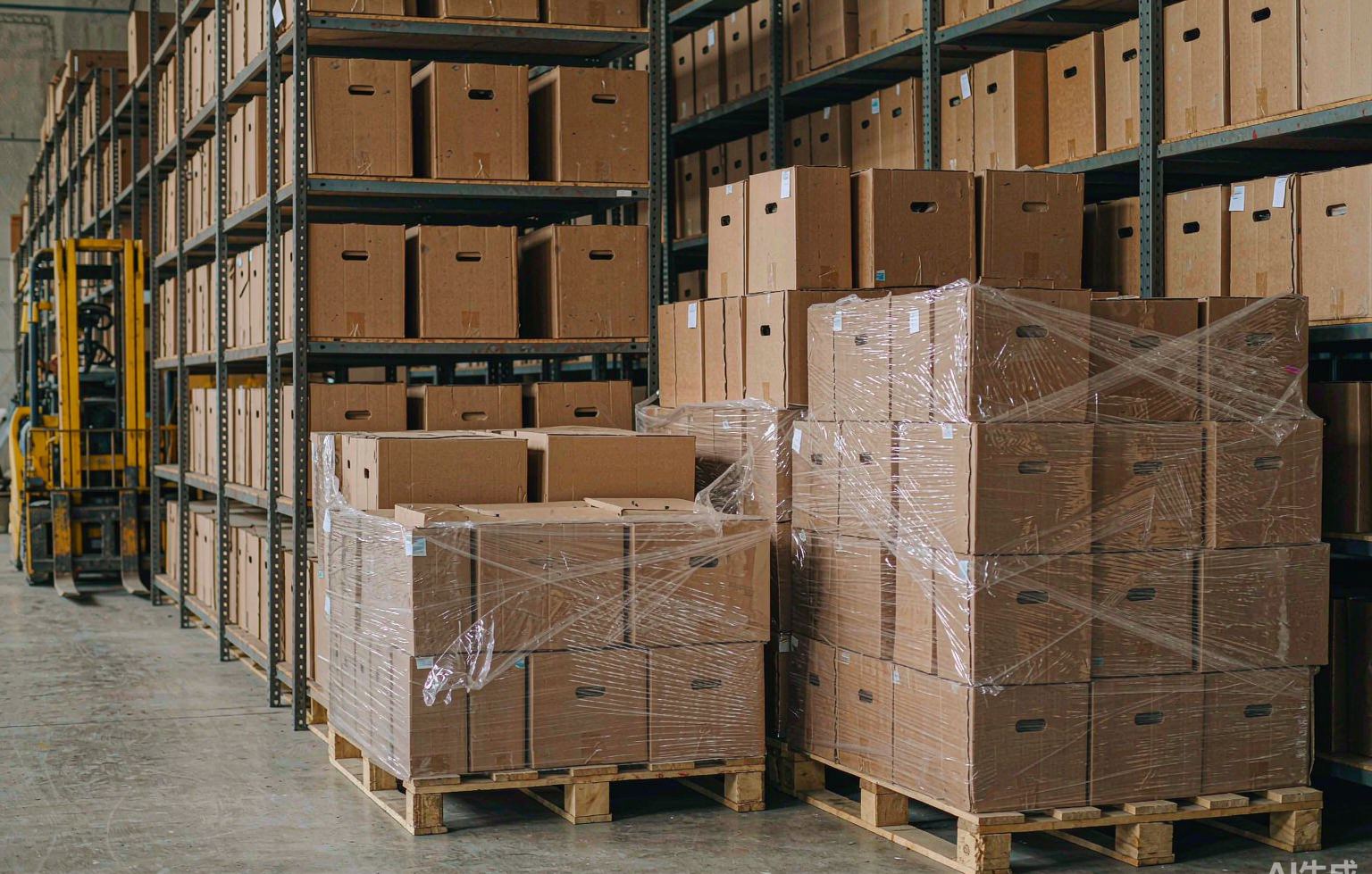 Warehouse dispatch area with LED cartons